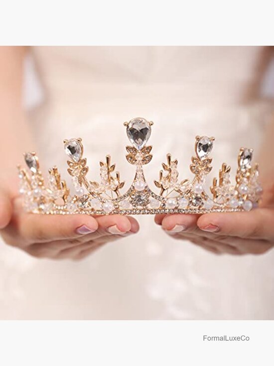 Crystal Pearl Crown Silver Flower Leaves Baroque Wedding Headband Headpiece main image 4